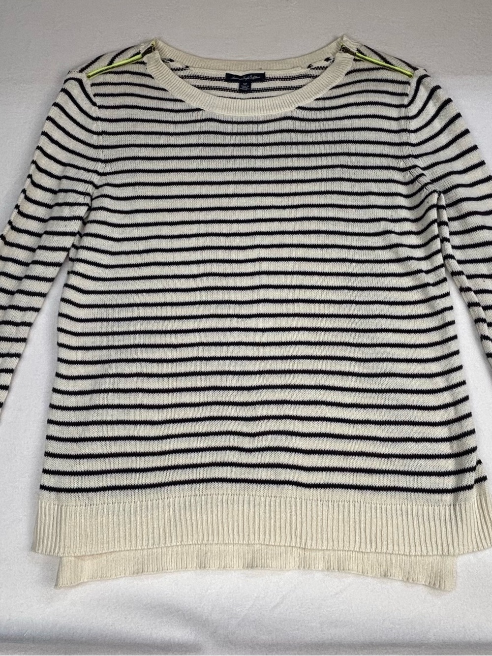 American Eagle Outfitters Striped Crewneck Sweater - Cream & Black